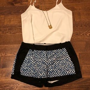 Tuxedo Shorts - Black & Blue Dressy Animal Print